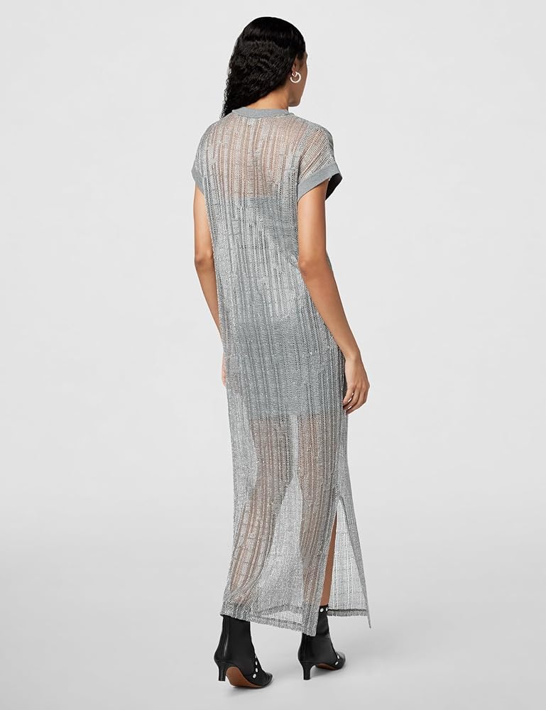 GIANA ドレス AllSaints Women's Giana Metallic Open Stitch Midi Dress at